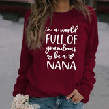 In A World Full Fashion Letter Rundhals Langarm Übergroßer Pullover Mädchen