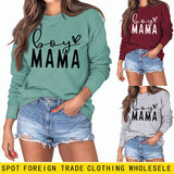 BOY MAMA Love Letter Lockerer Damen-Pullover mit langen Ärmeln und Rundhalsausschnitt