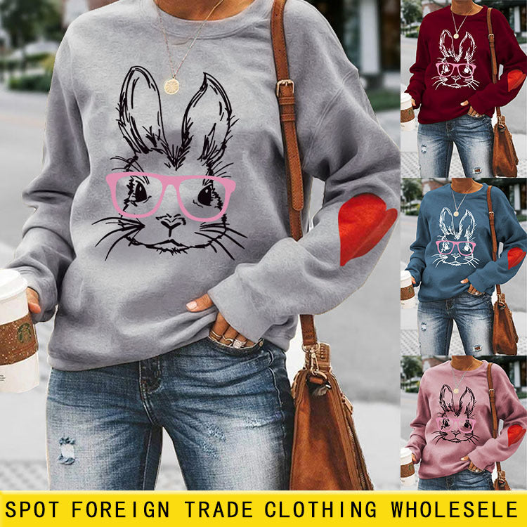 Sweat-shirt ample à manches longues et col rond imprimé avec lettres