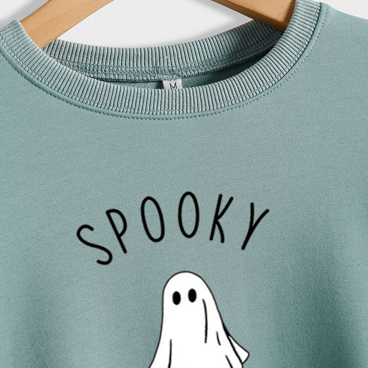 SPOOKY SEASON Ghost Letter Pull ample grande taille pour femme Chemise à manches longues