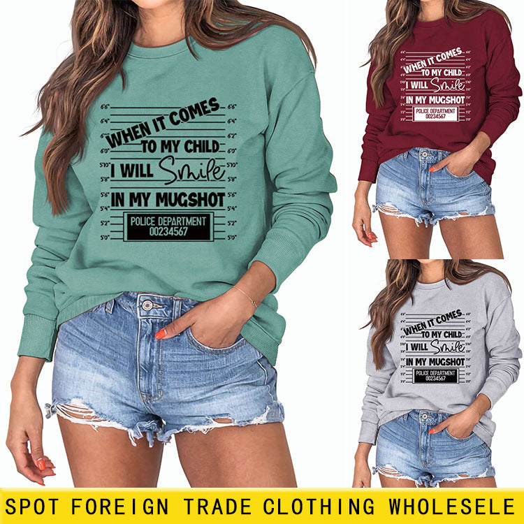 QUAND IL S'AGIT DE MA Lettre Mode Pull ample à manches longues Fille