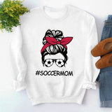 Round Neck Tops Long Sleeve Soccermom Print Loose Sweatshirt