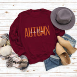 HELLO AUTUMN Letter Round Neck Long Sleeve Plus Size Sweater