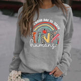 Today's Weather Is Very Good. Autumn and Winter Round Neck Letter Printed Long Sleeve Large Size Sweater