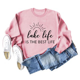 Lake Life Is Letter Loose Damen Großer lässiger Langarmpullover Damen