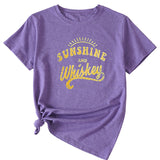 Women's Large Sunshine and Whishkey Round Neck Short Sleeve T-shirt