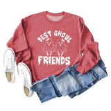 SWEAT-SHIRT À COL ROND IMPRIMÉ MONOGRAMME POUR FEMMES BEST GHOUL FRIENDS