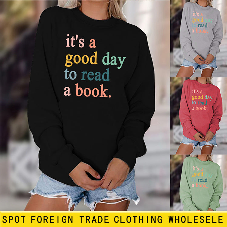 Lettres imprimées décontracté col rond mode pull à bascule femmes