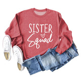 Sister Squad Love Bottom, Loose Crewneck, Long Sleeves, Large Size Sweatshirt Woman