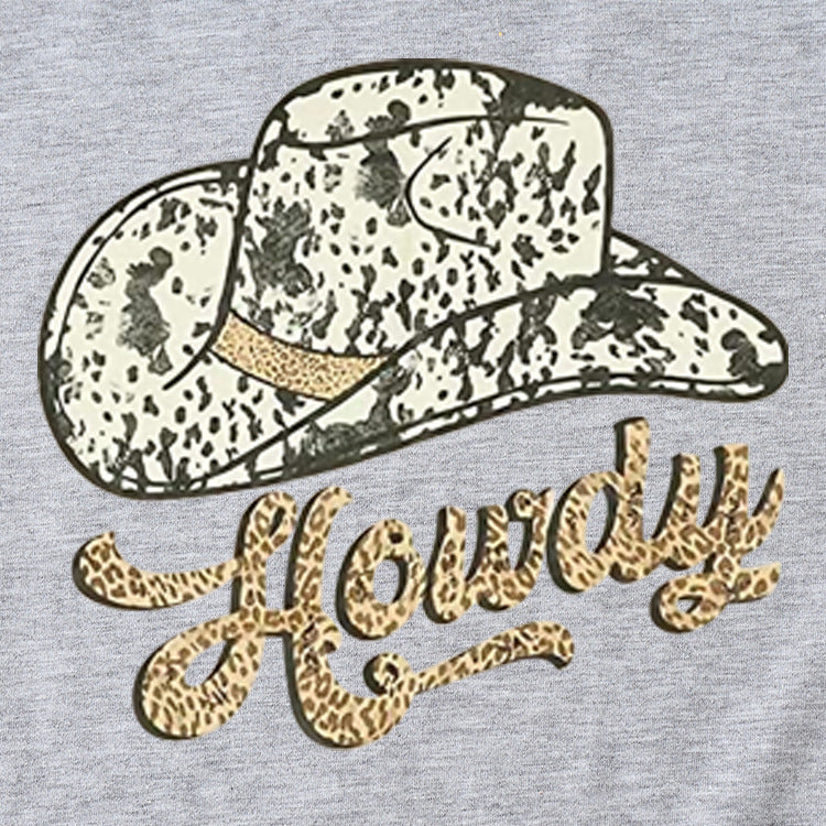 T-shirt à manches courtes et col rond Howdy Funny Graphic