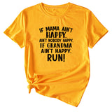 Large Women's Letter If Mama Ain't Happy Short Sleeve T-shirt