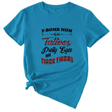 Large Women's Wear F-bomb Mom with Tattos Short-sleeved T-shirt