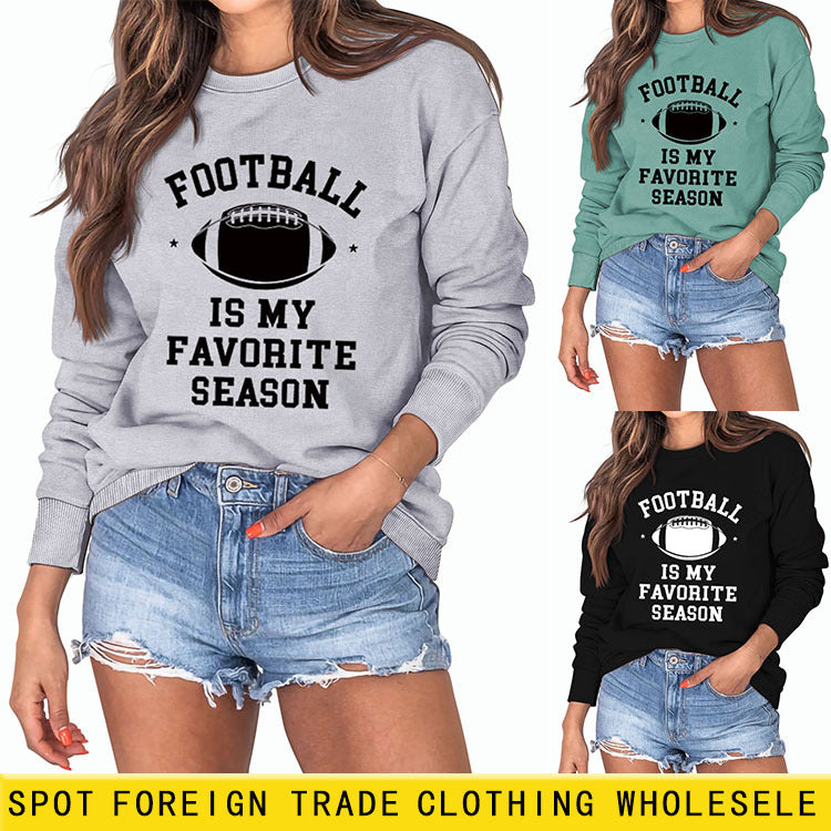 LE FOOTBALL EST MON PRÉFÉRÉ INDIE FOOTBALL MONOGRAM IMPRIMÉ SWEAT-SHIRT À MANCHES LONGUES POUR FEMMES