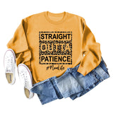 STRAIGHT OUTTA PATIENCE Lettres Imprimé Léopard Col Rond Pull À Manches Longues Femme