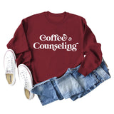 Coffee Counseling Fashion Letter Rundhals Herbst und Winter Langarm Pullover