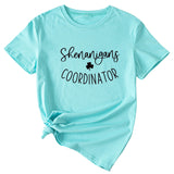 Simplified Letter Shenanigans Coordinator Round Neck Short Sleeve T-shirt