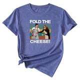 Fold The Cheese Fashion Womens Interesting Pattern Round Neck Short Sleeve T-shirt