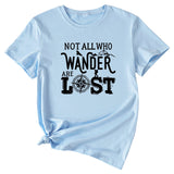 The Letters Not All Who Wander Casual Crewneck Short-sleeved Shirt