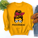 Round Neck Tops Long Sleeve Soccermom Print Loose Sweatshirt