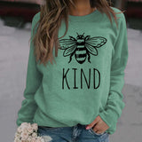 Kind Bee Alphabet-Druck Herbst- und Winterrücken, lockerer, großer Pullover mit langen Ärmeln und Rundhalsausschnitt (Damen)