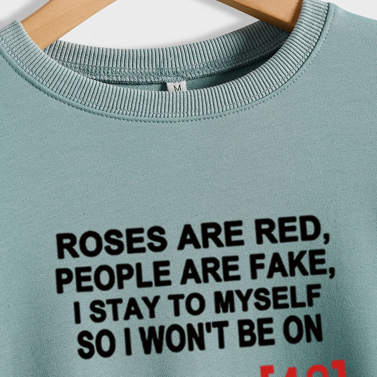 Les roses sont rouges automne et hiver lettre de fond pull ample à manches longues grande taille col rond