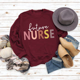 Women's Tops Future Nurse Letter Print Casual Sweatshirt