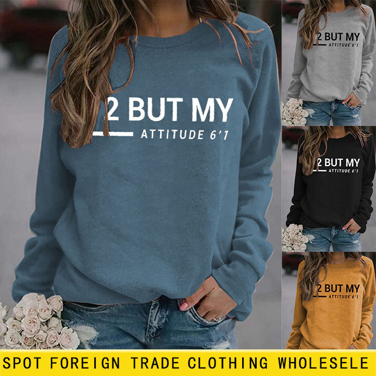 Sweat-shirt ample à col rond et manches longues avec lettres imprimées