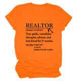 REALTOR LETTER LOOSE WOMEN'S CASUAL CREWNECK SHORT SLEEVE FASHION T-SHIRT TOP