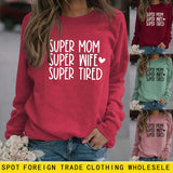 SUPER MOM SUPER WIFE LETTRES COEUR BASE ROBE À MANCHES LONGUES FEMME