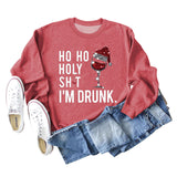 Ho Ho Holly Sht Rotwein Tasse Weihnachten Hut Brief Mode Herbst Winter Langarm Sweatshirt