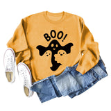 BOO Ghost Letter Printing Round Neck Autumn and Winter Bottoming Long Sleeve Plus Size Sweater