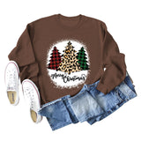 MERRY Christmas Brief Plaid Leopard Print Weihnachtsbaum Pullover Mädchen