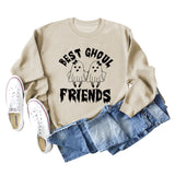 SWEAT-SHIRT À COL ROND IMPRIMÉ MONOGRAMME POUR FEMMES BEST GHOUL FRIENDS