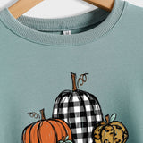 HAPPY FALL Y'ALL Kürbis Leopard Rundhals Print Langarmshirt Damen Sweatshirt