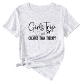 Letter Girls Trip 2023 Casual Round Neck Short Sleeve T-shirt