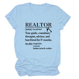 REALTOR LETTER LOOSE WOMEN'S CASUAL CREWNECK SHORT SLEEVE FASHION T-SHIRT TOP