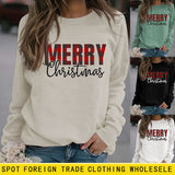 Frohe Weihnachten Mode Brief Herbst Winter Langarm Damen Sweatshirt