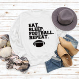 EAT SLEEP FOOTBALL REPEAT Women's Autumn and Winter Round Neck Long Sleeve Sweater