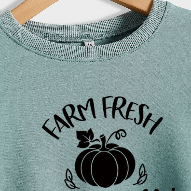 Sweat-shirt à manches longues et col rond pour femme, lettre citrouille Halloween