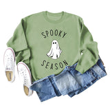 SPOOKY SEASON Ghost Letter Loose Plus Size Sweater Women's Long Sleeve Shirt