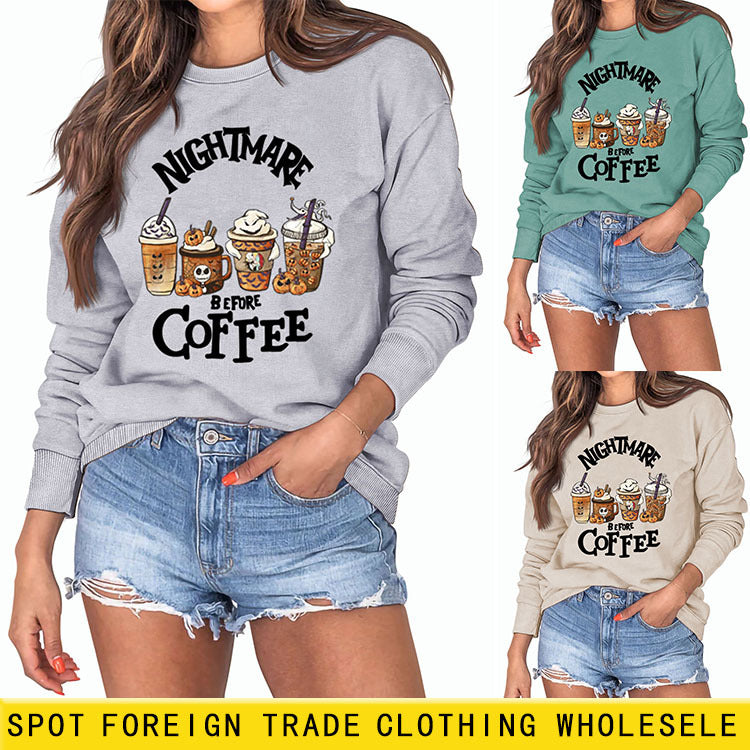 NIGHTMARE AVANT Lettre Col Rond Imprimé Manches Longues Pull Grande Taille