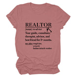 REALTOR LETTER LOOSE WOMEN'S CASUAL CREWNECK SHORT SLEEVE FASHION T-SHIRT TOP