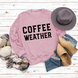 Buchstabe COFFEE WEATHER Modischer langärmliger Pullover mit Rundhalsausschnitt für Damen