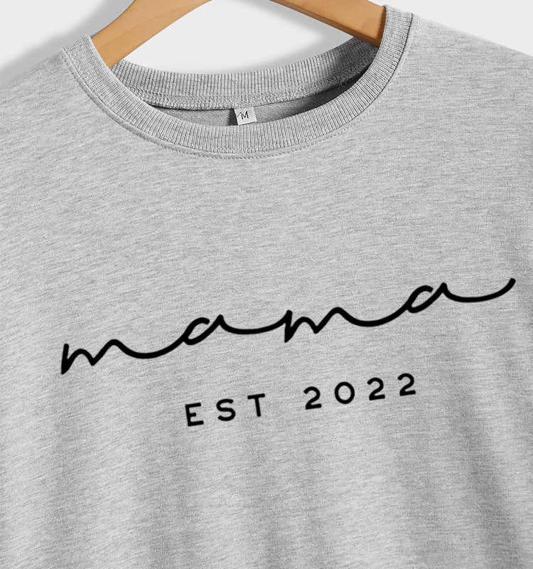 Mama EST – pull décontracté à col rond et Simple, ample avec haut à la mode pour femmes, 2022