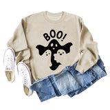 BOO Ghost Letter Printing Round Neck Autumn and Winter Bottoming Long Sleeve Plus Size Sweater