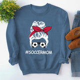 Round Neck Tops Long Sleeve Soccermom Print Loose Sweatshirt