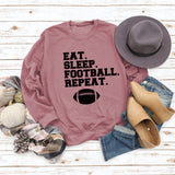 EAT SLEEP FOOTBALL REPEAT Women's Autumn and Winter Round Neck Long Sleeve Sweater