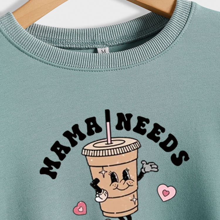 MAMA A BESOIN DE CAFÉ Café Mode Lettre Imprimer Pull À Manches Longues Fille