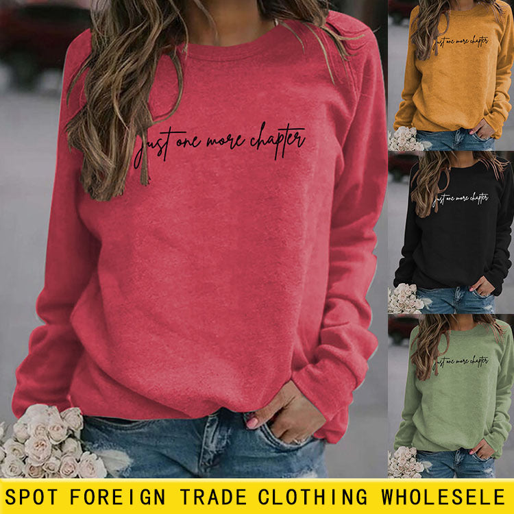 Pull col rond à manches longues pour femme, juste une lettre de plus, grande taille