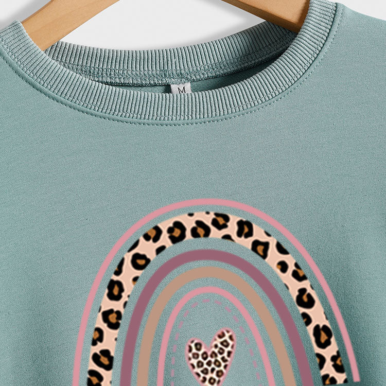 VOIR LA LETTRE ABLE NOT IMPRIMÉ LÉOPARD LOVE CREWNECK SWEAT-SHIRT À MANCHES LONGUES FEMME